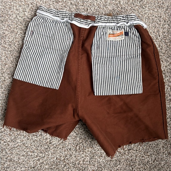Freenote cloth premium 13 ounce deck shorts in Rust Brown Drawstring - Picture 7 of 8